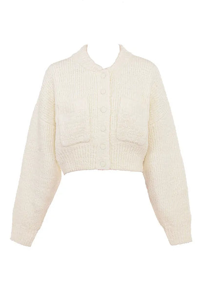 Salilah Cream Chenille Blend Bomber Jacket