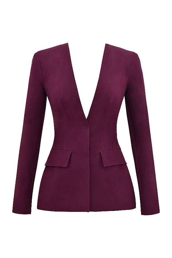 Theodora Wine Deep V Blazer