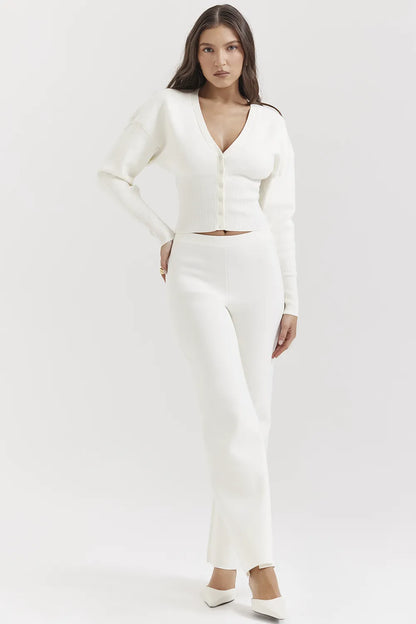 Noor Off White Knitted Cardigan