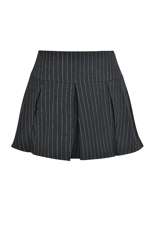 Mistress Rocks Black Pleated Pinstripe Mini Skirt - SALE