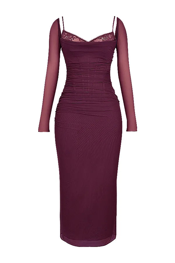 Katarina Wine Maxi Dress