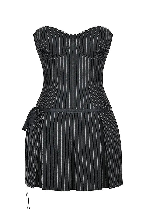 Mistress Rocks Black Pinstripe Mini Dress - SALE