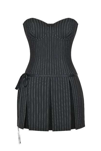 Mistress Rocks Black Pinstripe Mini Dress - SALE