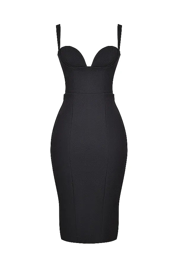 Bellissima Black Sweetheart Midi Dress