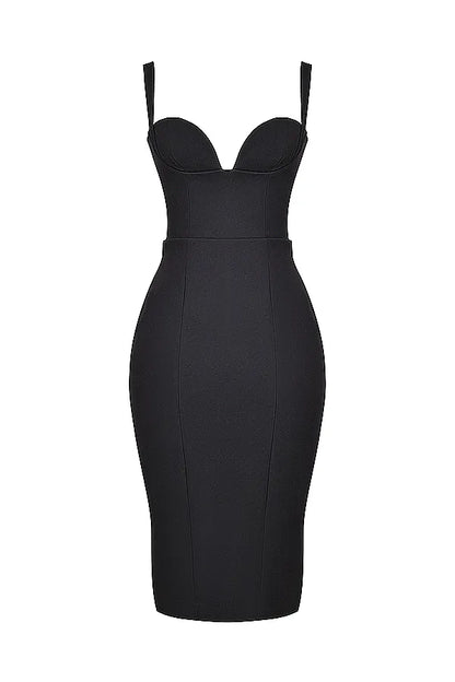 Bellissima Black Sweetheart Midi Dress