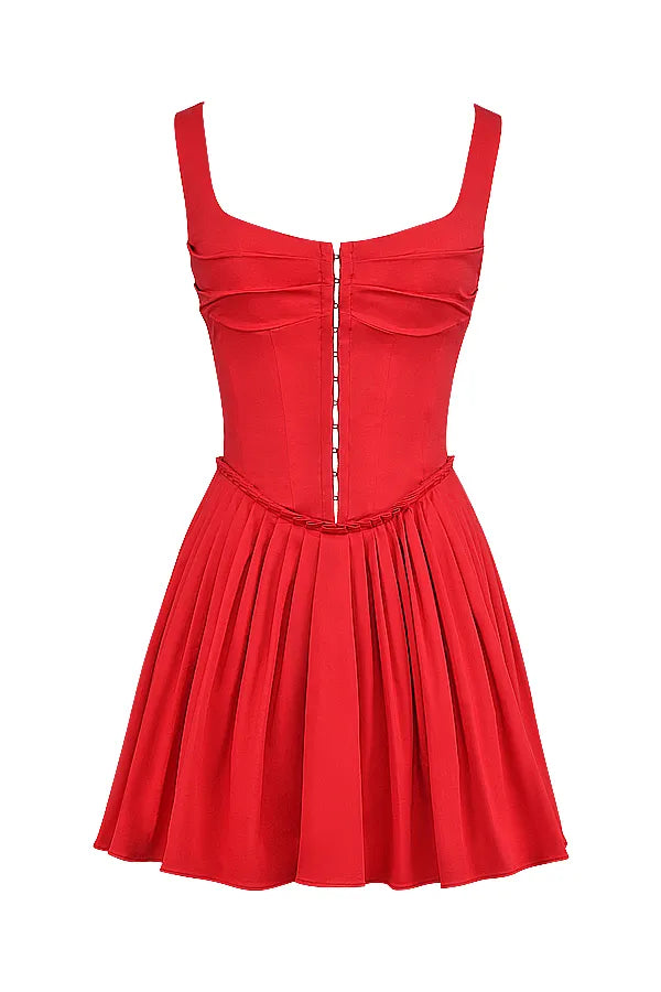 Cupid Scarlet Pleated Mini Dress