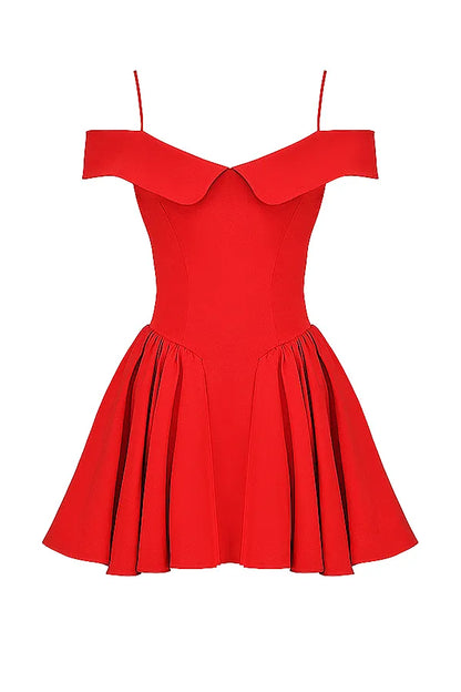 Elida Scarlet Off Shoulder Mini Dress