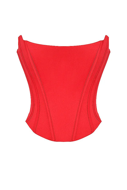 Genevieve Scarlet Satin Lace Back Corset