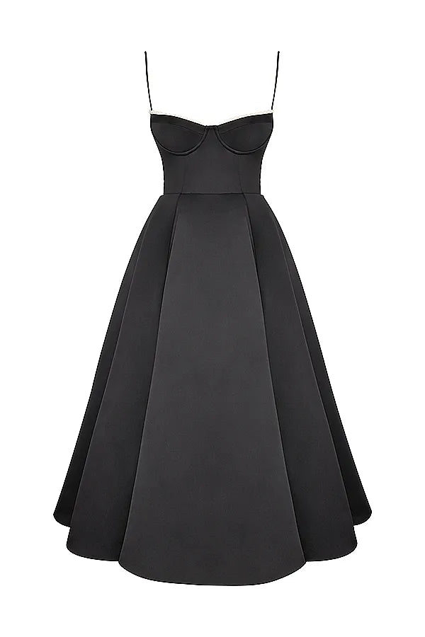Mademoiselle Black Tulle Midi Dress