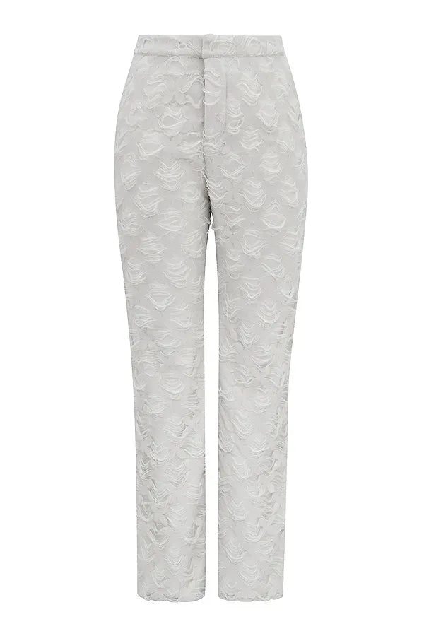Mistress Rocks Taupe Textured Floral Trousers - SALE