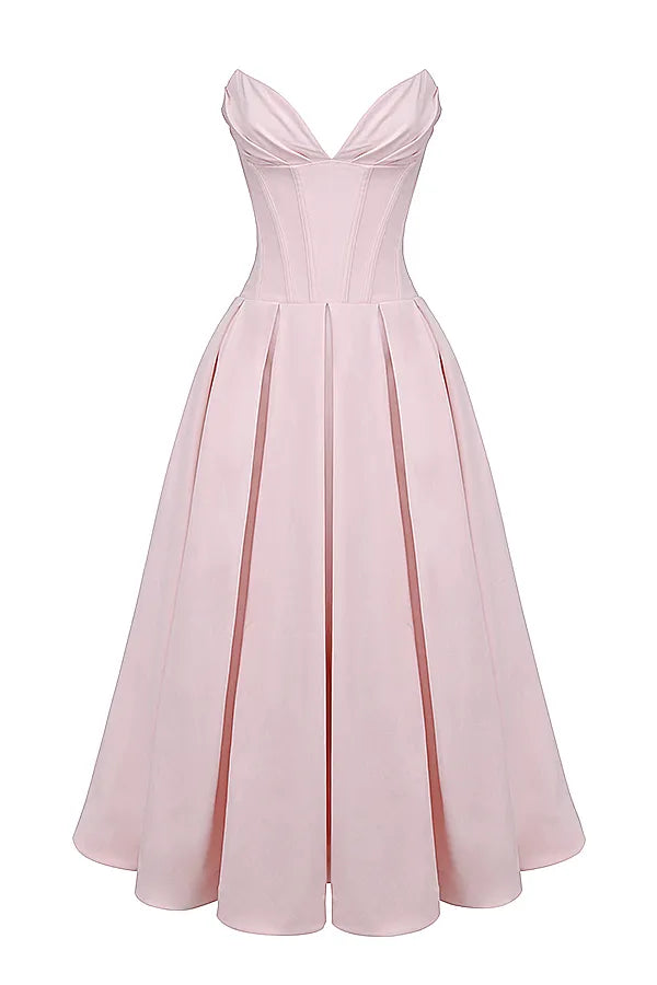 Lady Ballerina Pink Strapless Midi Dress