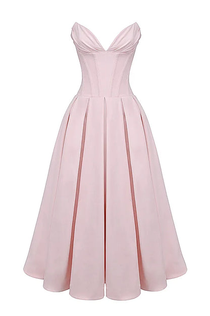 Lady Ballerina Pink Strapless Midi Dress