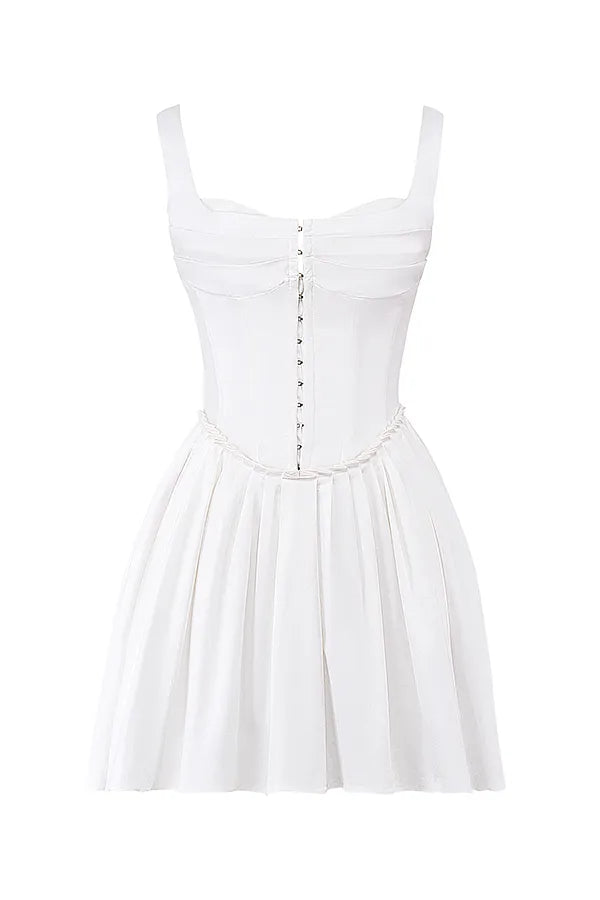 Cupid White Pleated Mini Dress