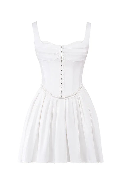 Cupid White Pleated Mini Dress