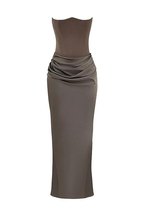 Persephone Smoke Strapless Corset Maxi Dress