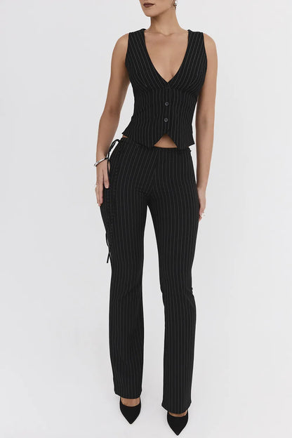 Mistress Rocks Black Pinstripe Waistcoat - SALE
