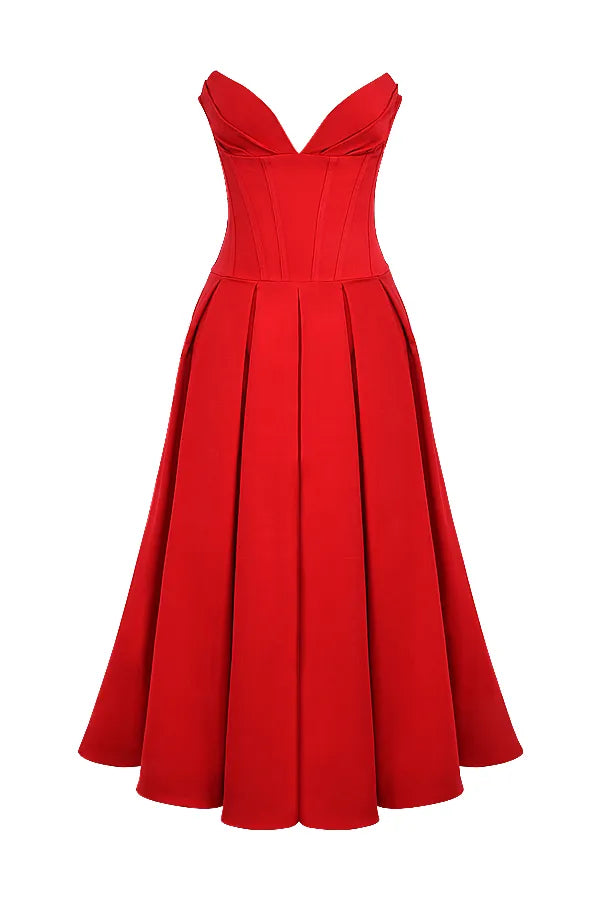 Lady Scarlet Strapless Midi Dress