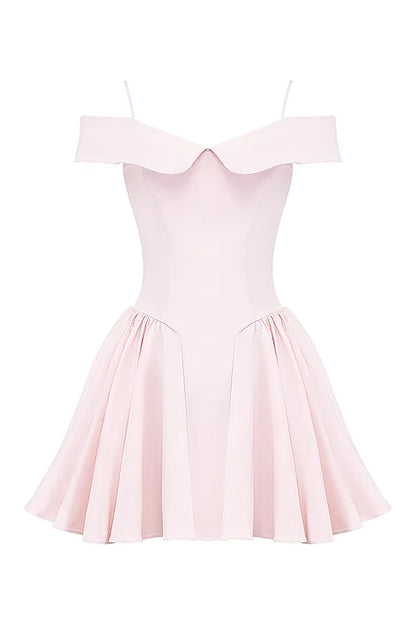 Elida Ballerina Pink Off Shoulder Mini Dress