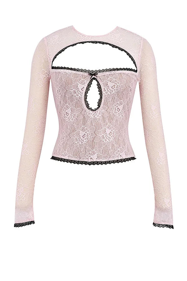 Mistress Rocks Peony Lace Cutout Top - SALE