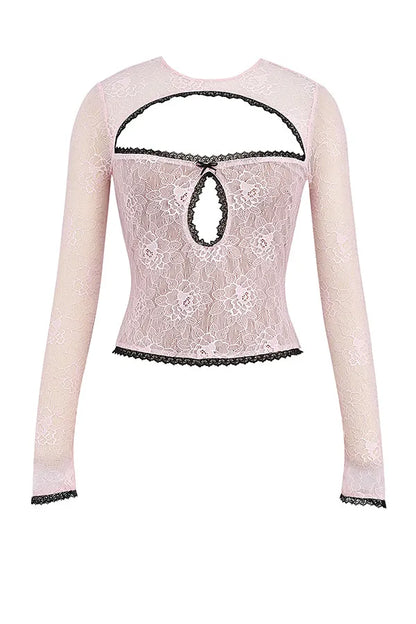 Mistress Rocks Peony Lace Cutout Top - SALE