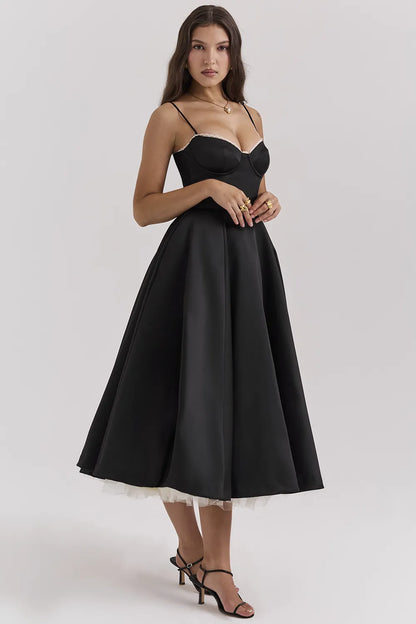 Mademoiselle Black Tulle Midi Dress