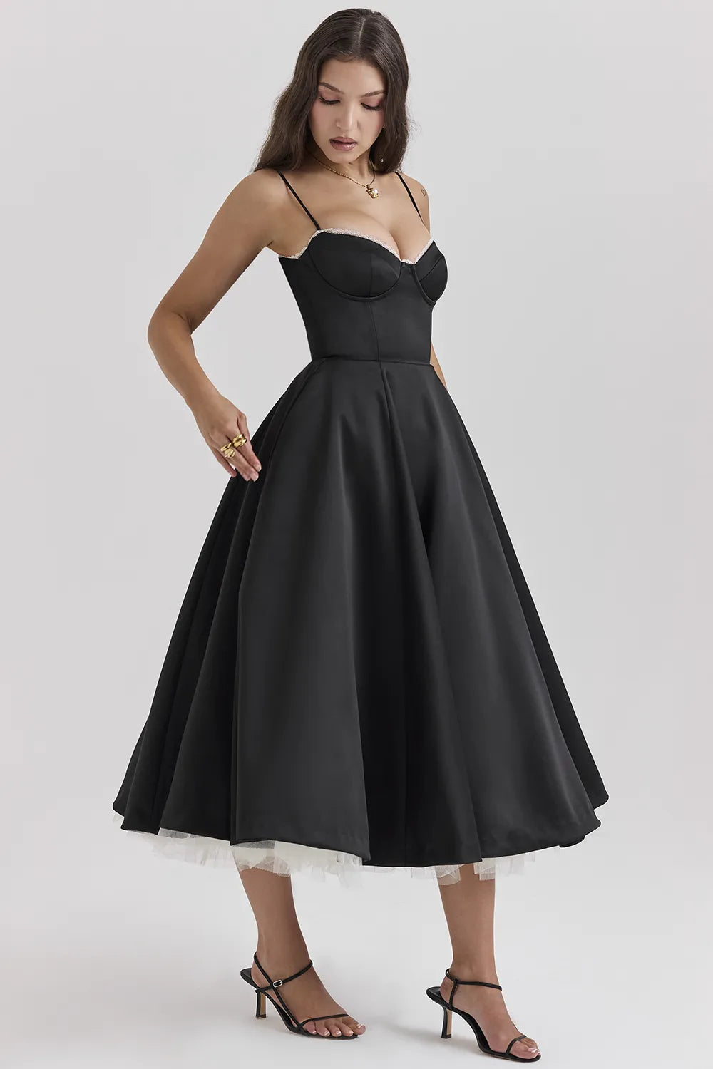 Mademoiselle Black Tulle Midi Dress