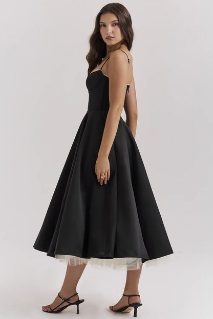 Mademoiselle Black Tulle Midi Dress