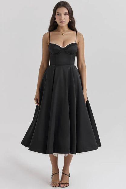 Mademoiselle Black Tulle Midi Dress