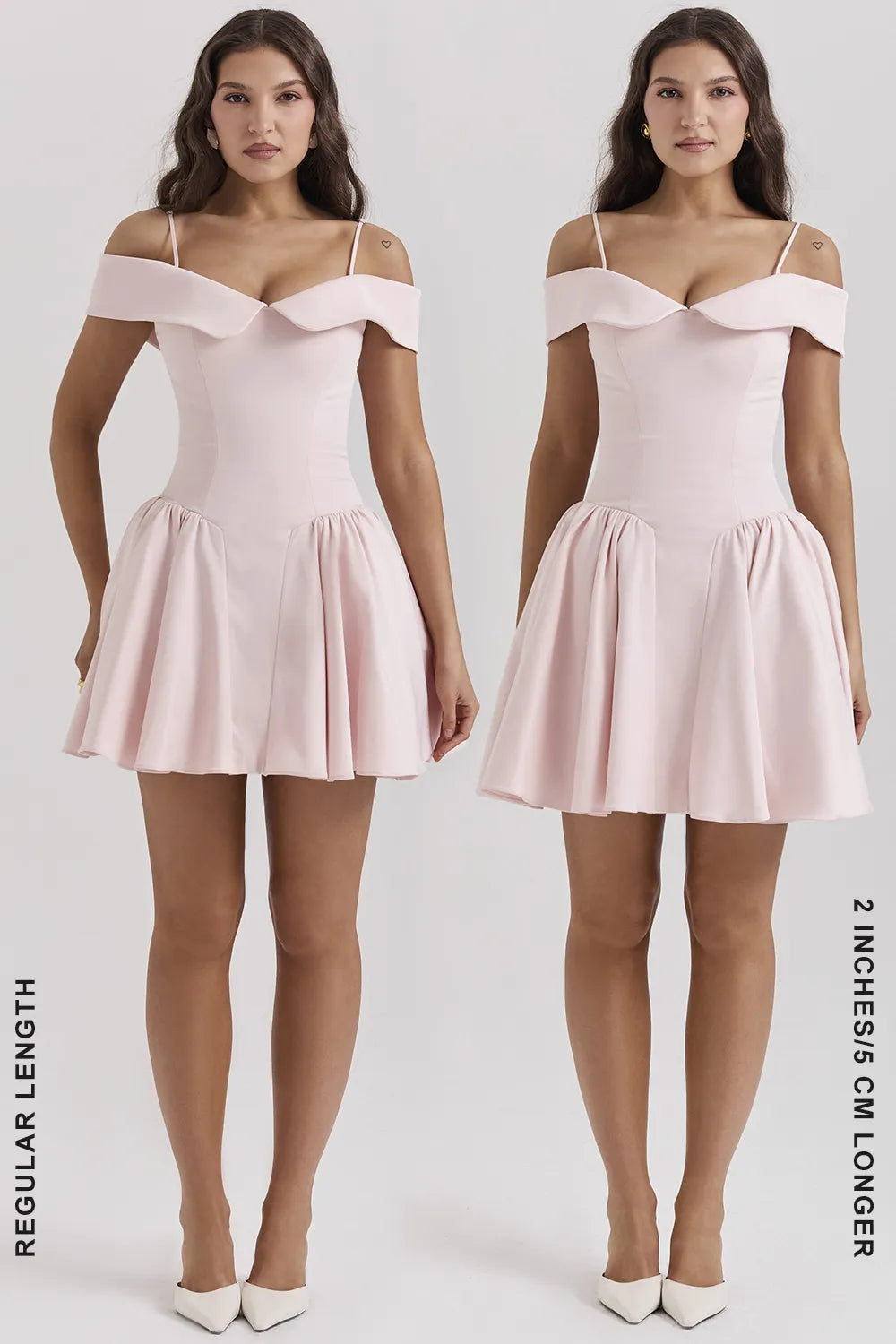 Elida Ballerina Pink Off Shoulder Mini Dress