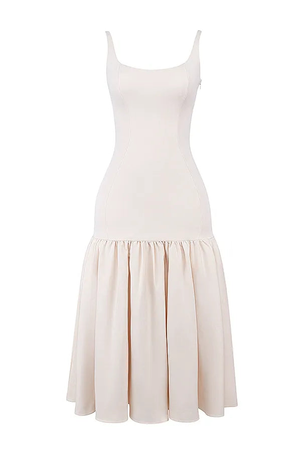 Amore Vintage Cream Dropped Waist Midi Dress
