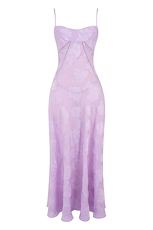 Seren Orchid Floral Lace Back Maxi Dress