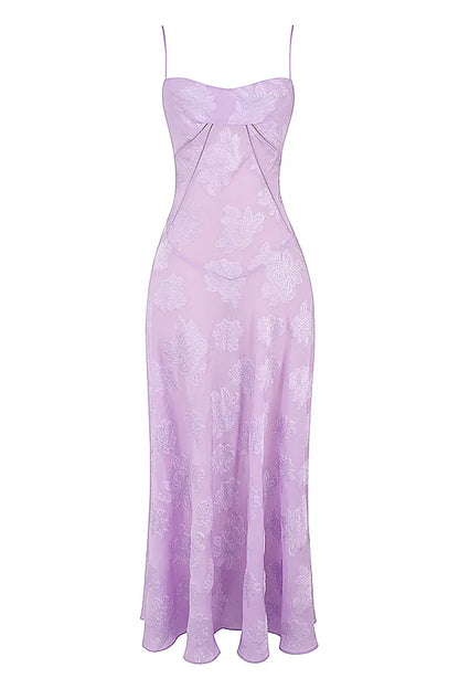 Seren Orchid Floral Lace Back Maxi Dress