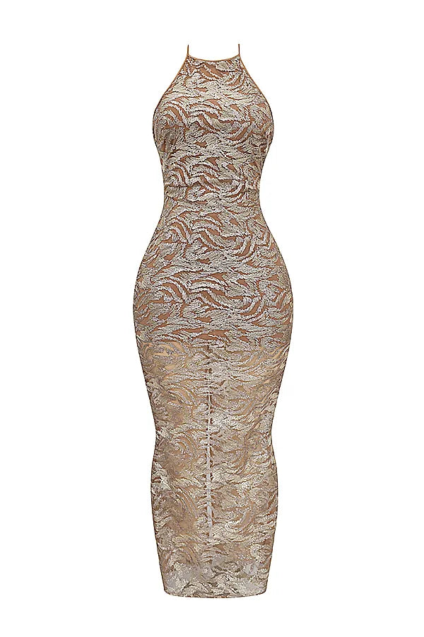 Giada Rose Gold Embroidered Sequinned Gown