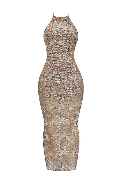 Giada Rose Gold Embroidered Sequinned Gown