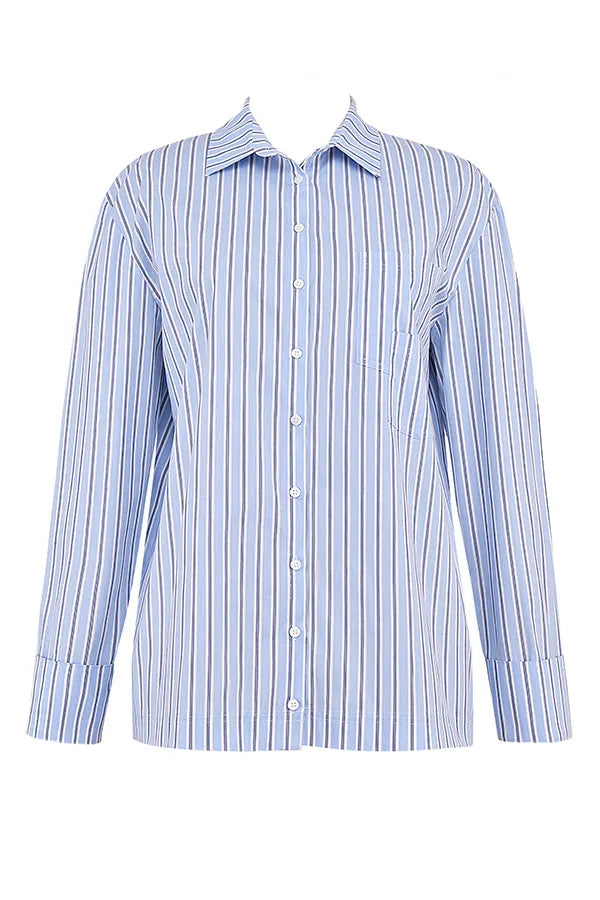 Mistress Rocks Blue Striped Boxy Shirt - SALE