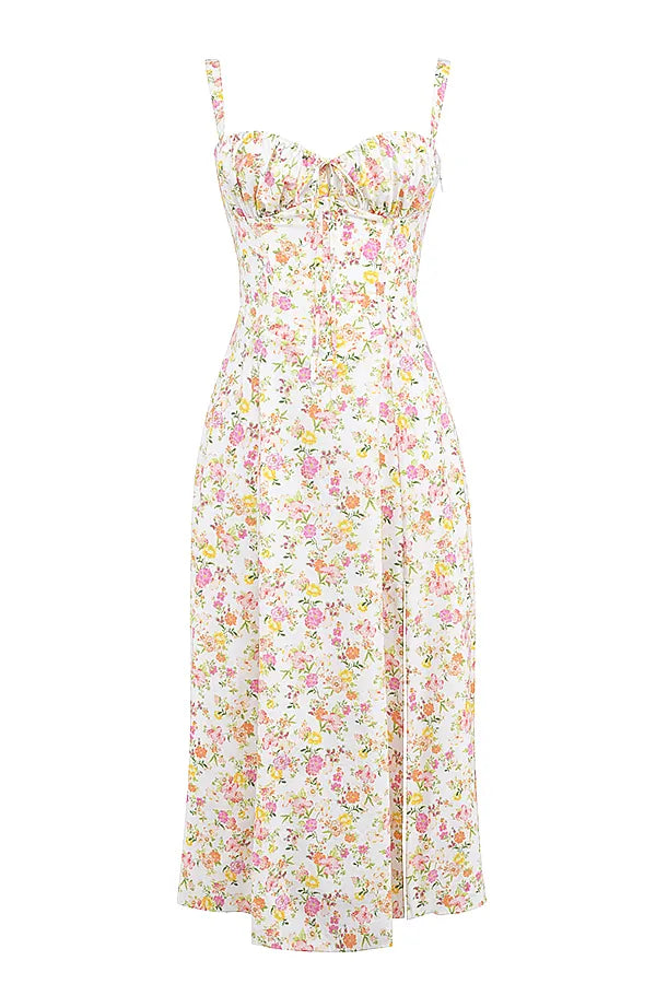 Carmen Ivory Meadow Print Cotton Bustier Sundress