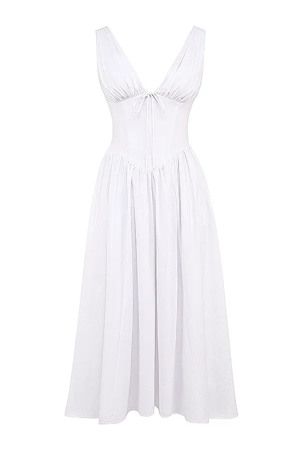 Emmelina White Cotton Corset Sundress