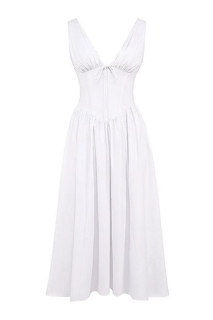 Emmelina White Cotton Corset Sundress