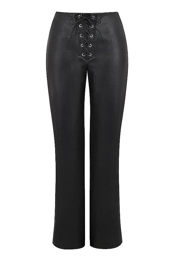 Mistress Rocks Black Baggy Vegan Leather Trousers - SALE