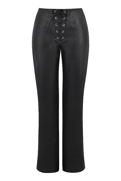 Mistress Rocks Black Baggy Vegan Leather Trousers - SALE