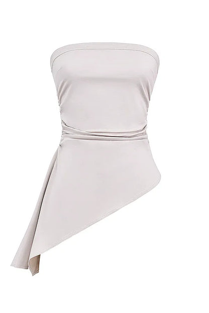 Mistress Rocks Taupe Draped Strapless Top - SALE