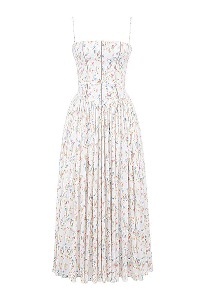 Ysabella White Posy Print Cotton Maxi Sundress