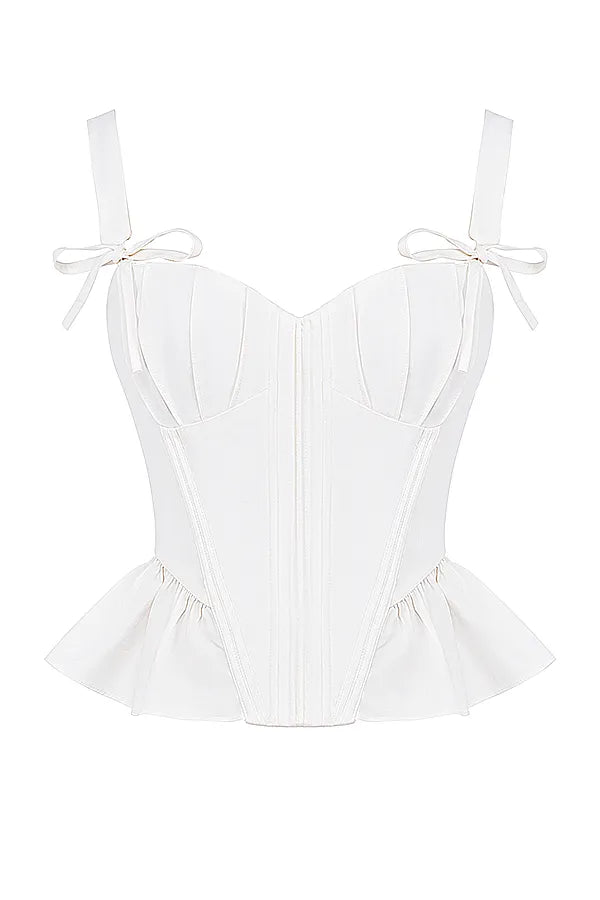Gigou White Peplum Cotton Corset