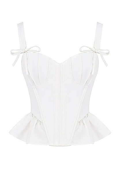 Gigou White Peplum Cotton Corset