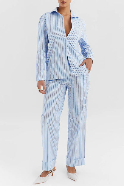 Mistress Rocks Blue Striped Boxy Shirt - SALE