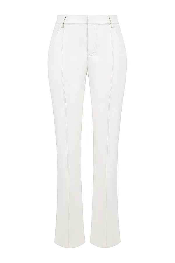 Mistress Rocks Ivory Vegan Leather Trousers - SALE