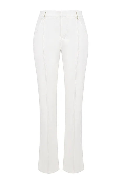Mistress Rocks Ivory Vegan Leather Trousers - SALE