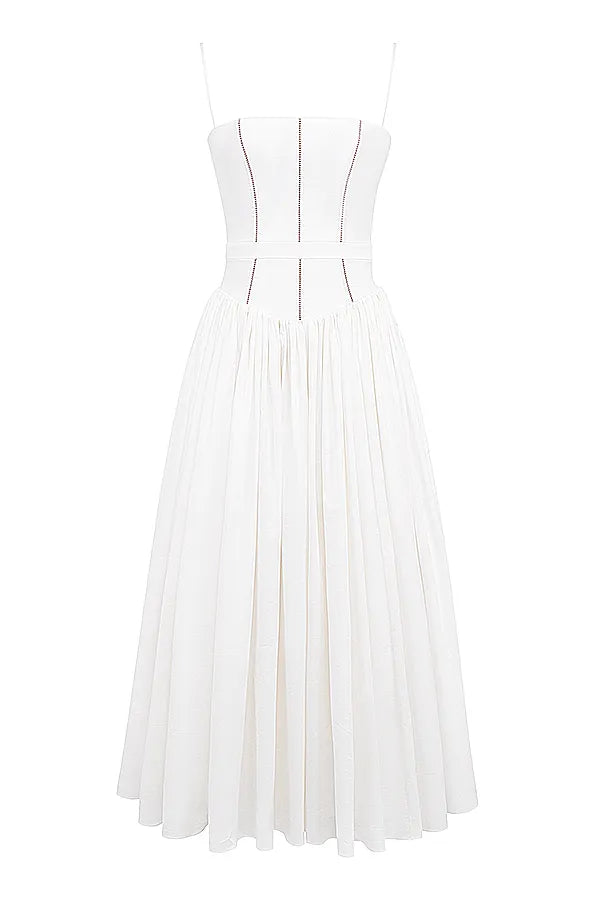 Ysabella White Cotton Maxi Sundress