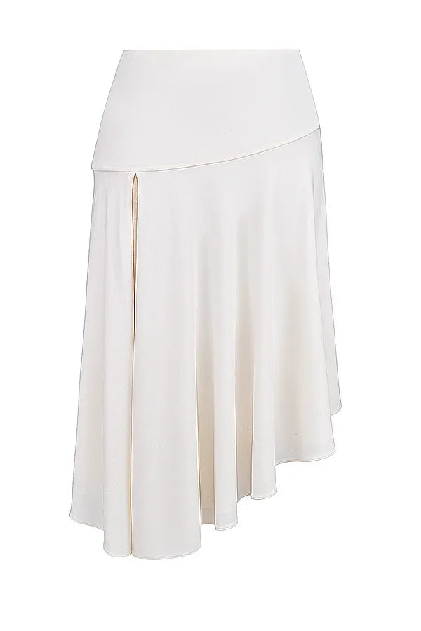 Mistress Rocks Ivory Asymmetric Midi Skirt - SALE