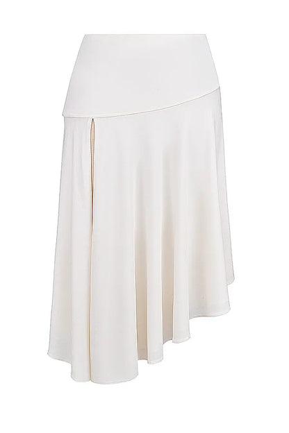 Mistress Rocks Ivory Asymmetric Midi Skirt - SALE